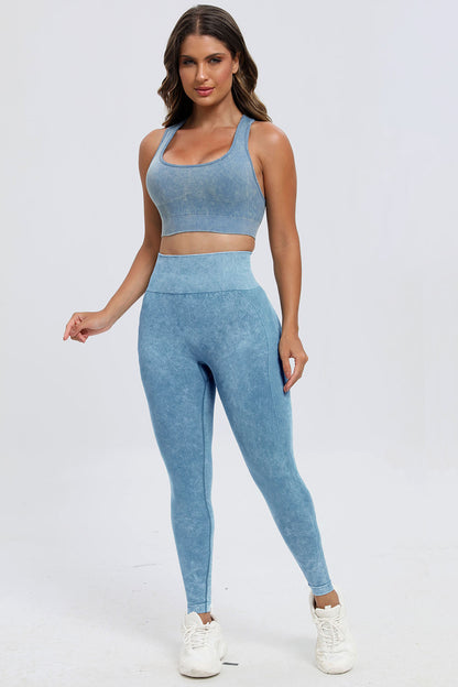 3 Piece Washed Square Neck Wide Strap Active Set - UrbanEthereal