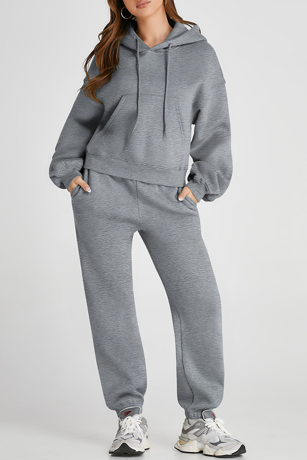 Dropped Shoulder Hooded Top and Pants Active Set - UrbanEthereal