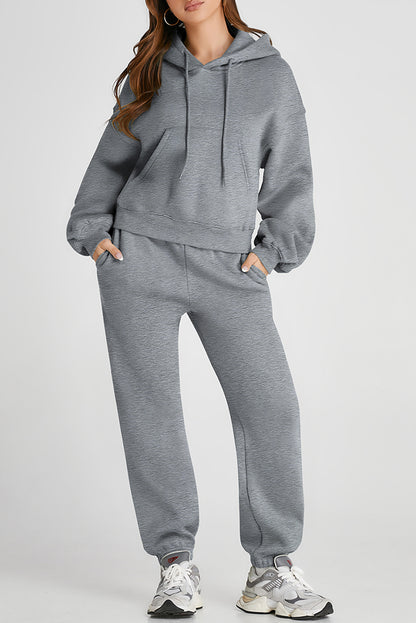 Dropped Shoulder Hooded Top and Pants Active Set - UrbanEthereal