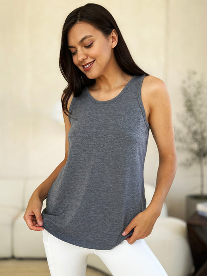 Basic Bae Full Size Round Neck Curved Hem Tank - UrbanEthereal