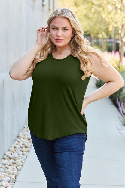 Basic Bae Full Size Round Neck Curved Hem Tank - UrbanEthereal