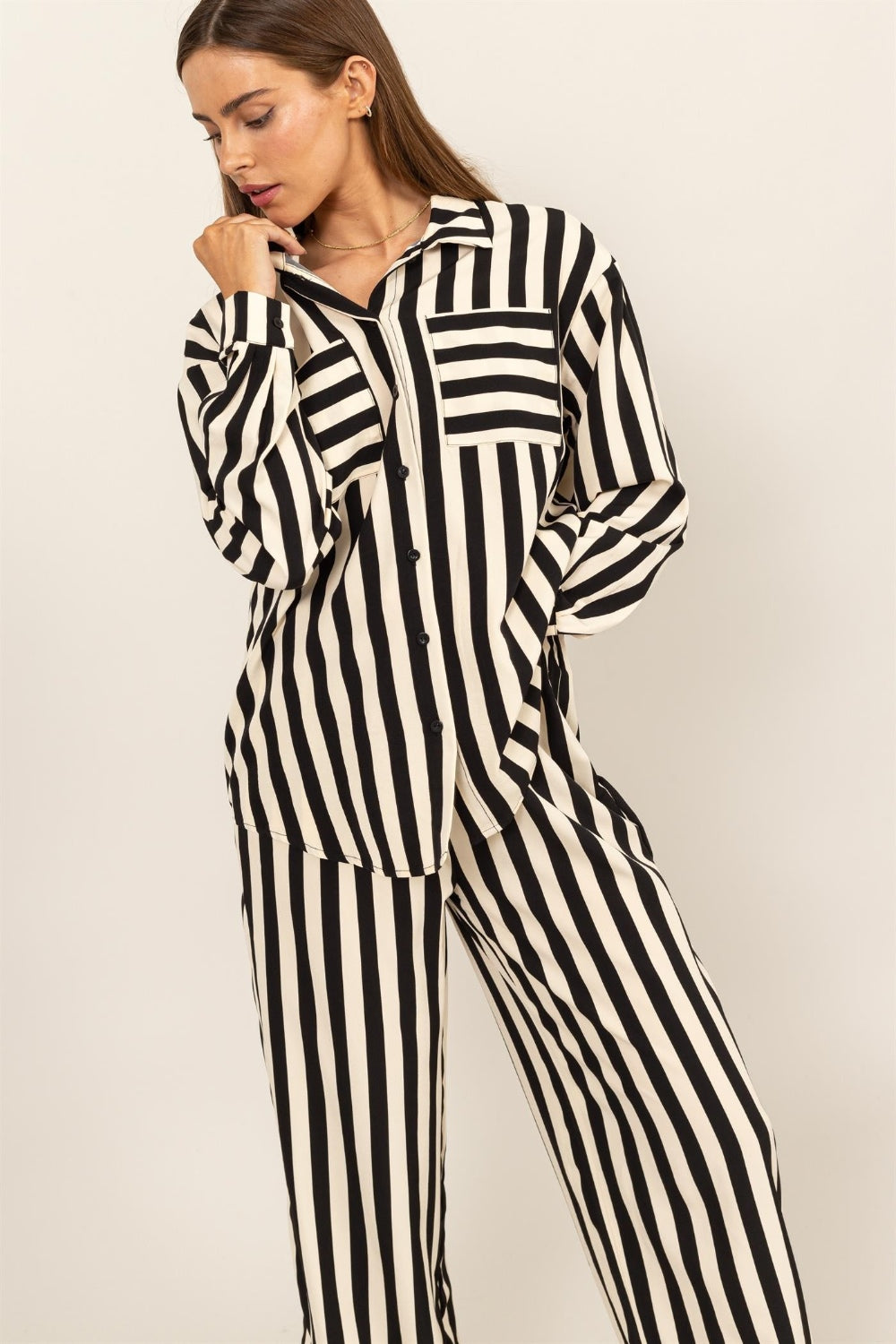 HYFVE Striped Button Up Shirt and Pants Set - UrbanEthereal