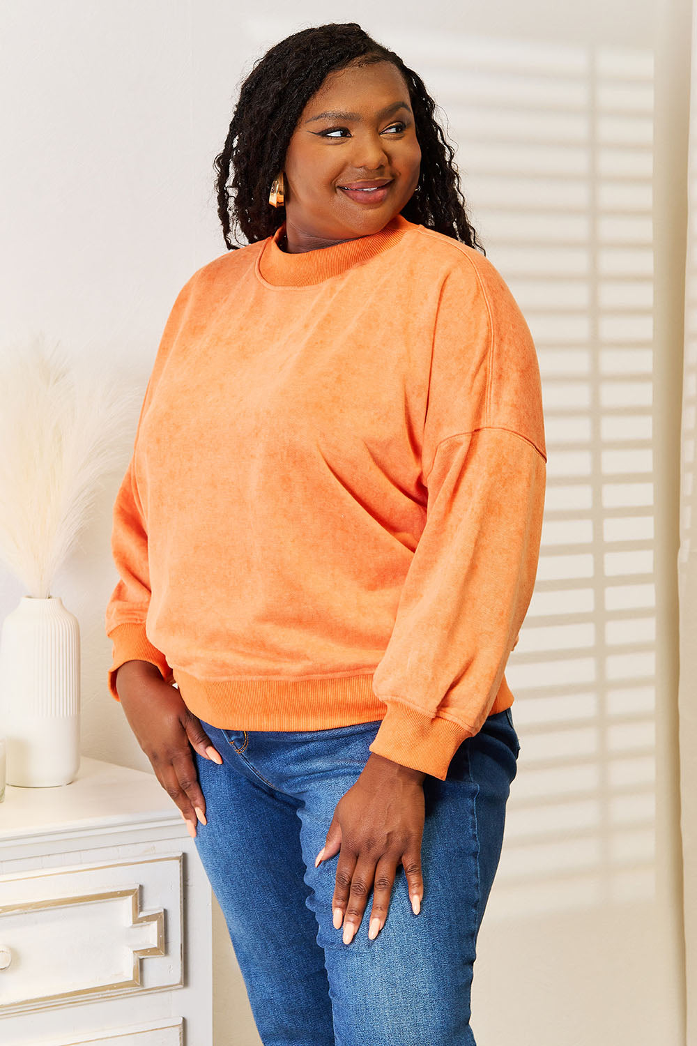 Basic Bae Round Neck Dropped Shoulder Sweatshirt - UrbanEthereal